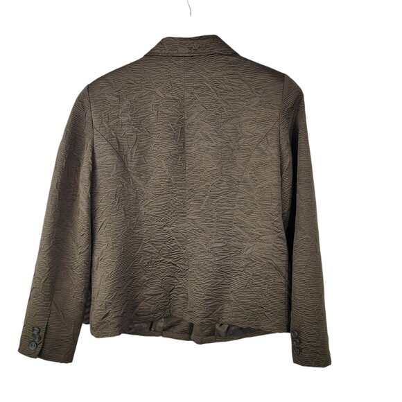 Coldwater Creek Size Medium Jacket Blazer career Satin Crinkle Brown Womens - Picture 3 of 5